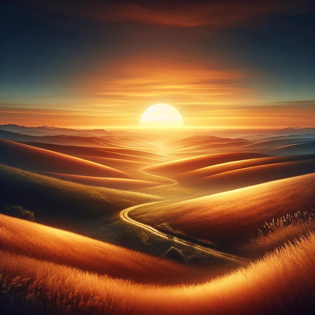 Lever de soleil sur des collines avec un chemin menant vers l'horizon, symbolisant un nouveau départ après la crise de la quarantaine