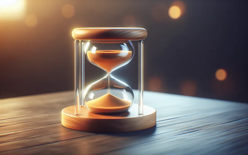 Sablier avec sable doré, gestion du temps